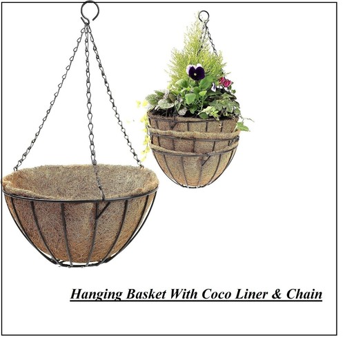 Hanging basket with coco liner - with,