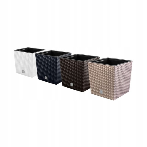 Square rattan effect plant pot - square,
