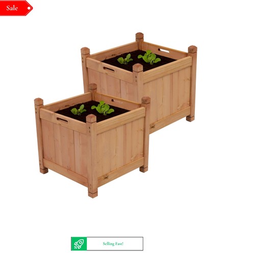 Square wooden garden planter - wooden,