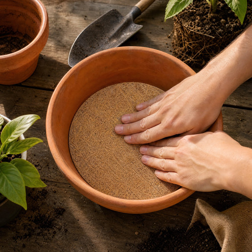 Plant pot coconut fiber liner - coconut,