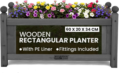Trough planter with liner - with,