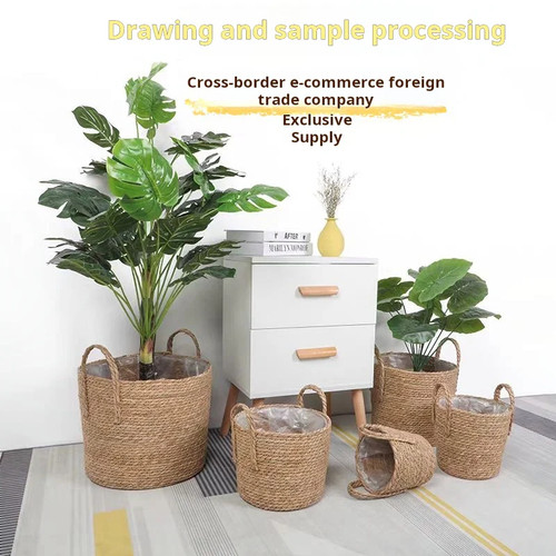 Nordic rattan straw flower - , pot